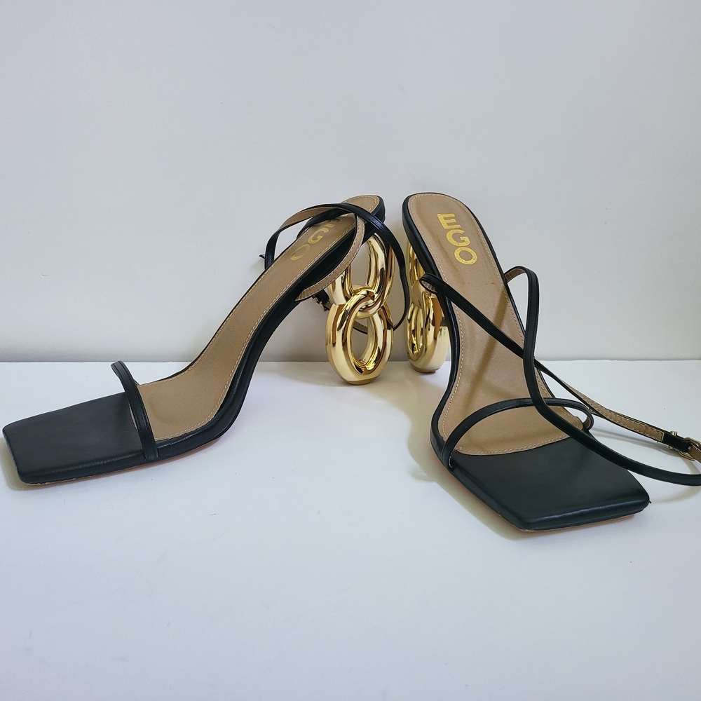 EGO Black Strappy Heels - Picture 8 of 11